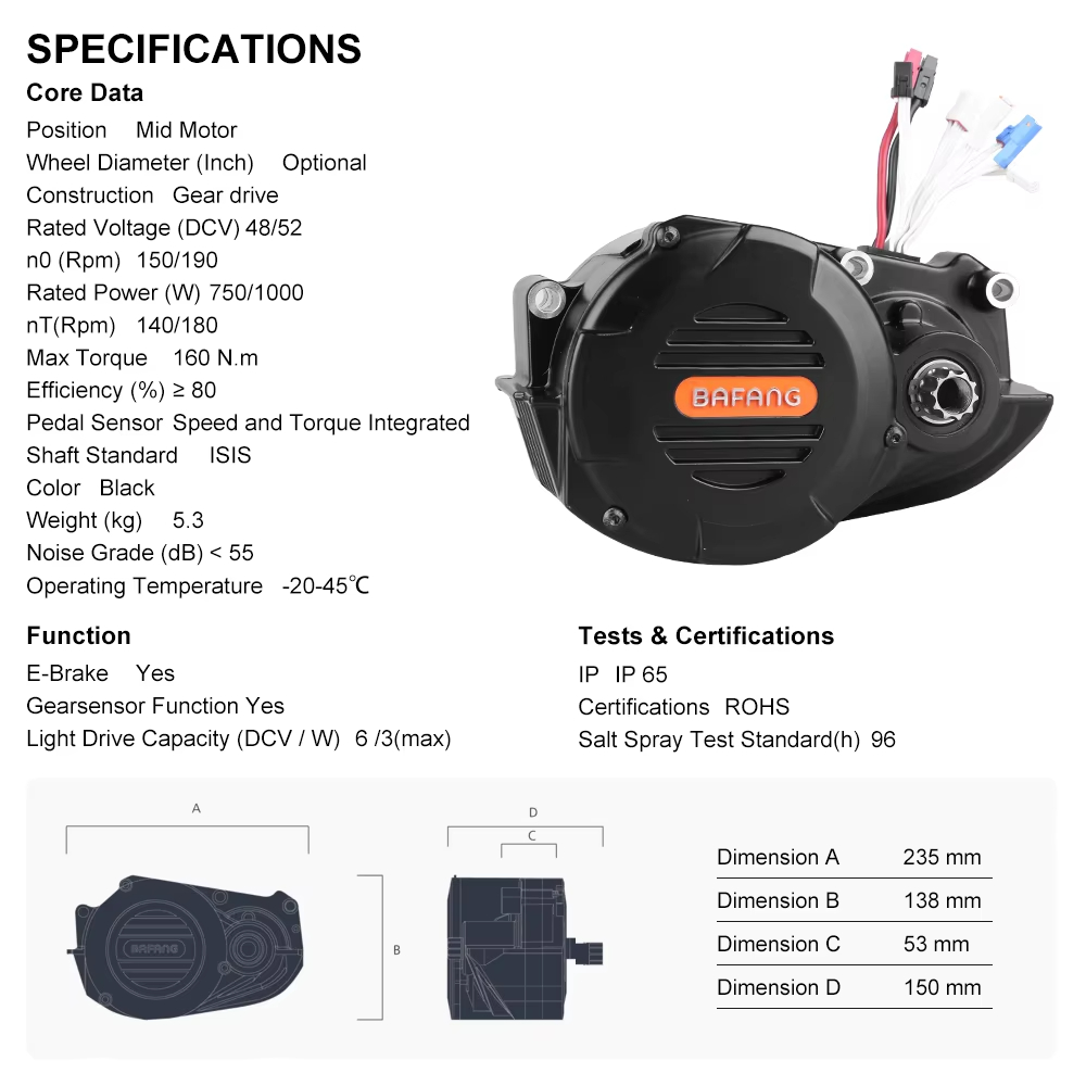 Ebike Bafang M620 G510 48/52V  - Mid Drive Motor Kit 52V 1000W recension och pris
